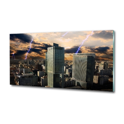 Foto en cristal de alta calidad con impresión uv horizontal Tormenta sobre Varsovia