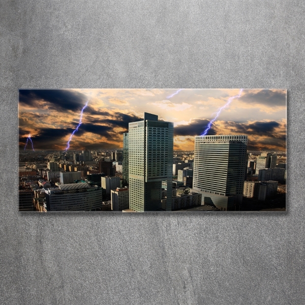 Foto en cristal de alta calidad con impresión uv horizontal Tormenta sobre Varsovia