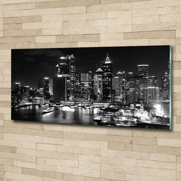 Cuadro de cristal templado moderno horizontal Sydney de noche