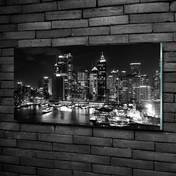 Cuadro de cristal templado moderno horizontal Sydney de noche