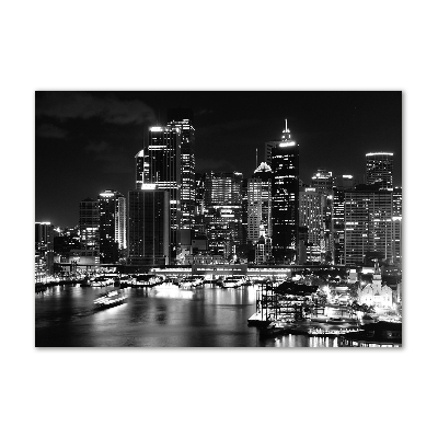 Cuadro de cristal templado moderno horizontal Sydney de noche