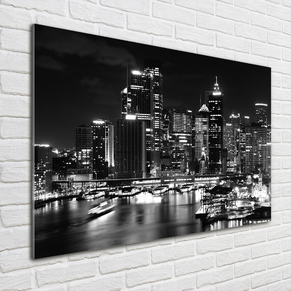 Cuadro de cristal templado moderno horizontal Sydney de noche