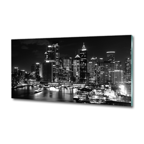 Cuadro de cristal templado moderno horizontal Sydney de noche