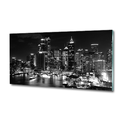 Cuadro de cristal templado moderno horizontal Sydney de noche