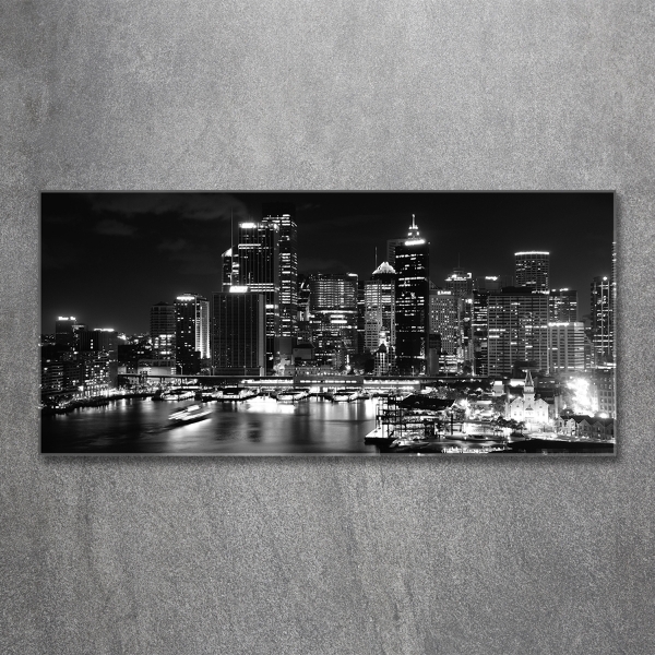 Cuadro de cristal templado moderno horizontal Sydney de noche