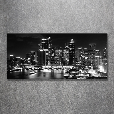 Cuadro de cristal templado moderno horizontal Sydney de noche