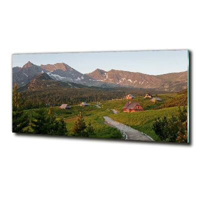 Cuadro decorativo de vidrio para salón horizontal Un claro en los montes Tatra