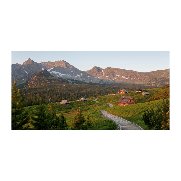 Cuadro decorativo de vidrio para salón horizontal Un claro en los montes Tatra