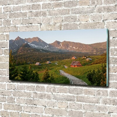 Cuadro decorativo de vidrio para salón horizontal Un claro en los montes Tatra