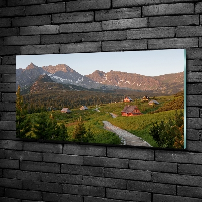 Cuadro decorativo de vidrio para salón horizontal Un claro en los montes Tatra
