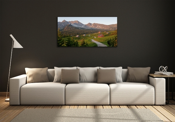 Cuadro decorativo de vidrio para salón horizontal Un claro en los montes Tatra