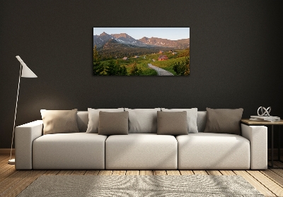 Cuadro decorativo de vidrio para salón horizontal Un claro en los montes Tatra