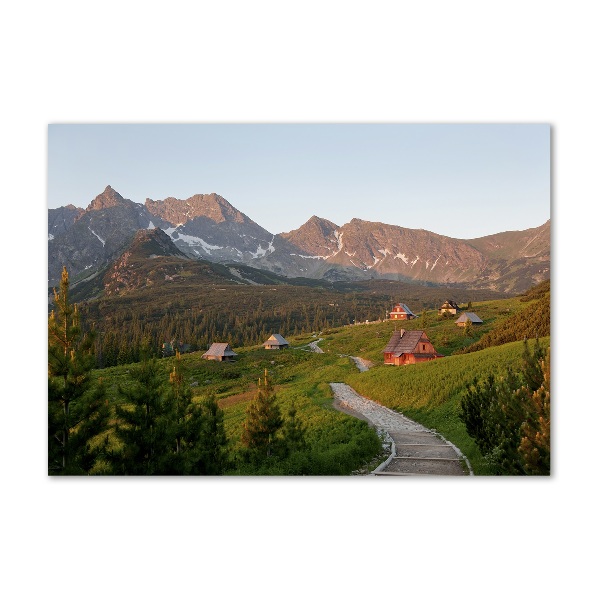 Cuadro decorativo de vidrio para salón horizontal Un claro en los montes Tatra