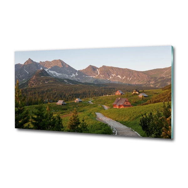 Cuadro decorativo de vidrio para salón horizontal Un claro en los montes Tatra