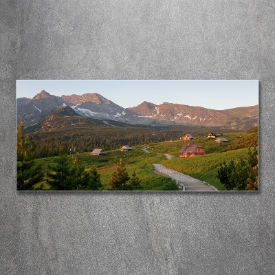 Cuadro decorativo de vidrio para salón horizontal Un claro en los montes Tatra