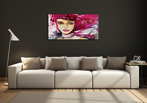 Cuadro de cristal templado moderno horizontal Mujer abstracta
