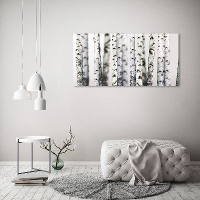 Impresión en cristal con acabado brillante horizontal troncos de abedul