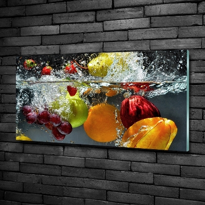 Cuadro decorativo de vidrio para salón horizontal Frutas y verduras
