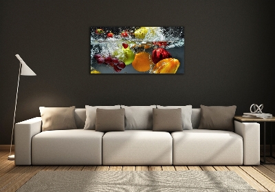Cuadro decorativo de vidrio para salón horizontal Frutas y verduras