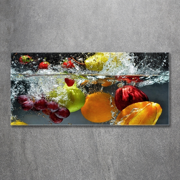 Cuadro decorativo de vidrio para salón horizontal Frutas y verduras