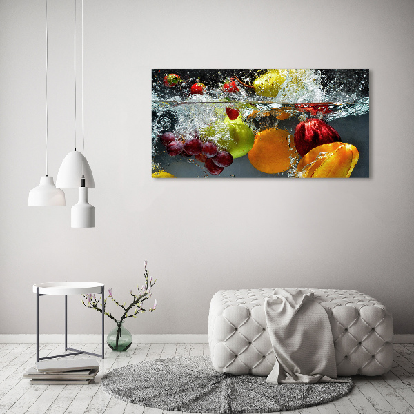 Cuadro decorativo de vidrio para salón horizontal Frutas y verduras