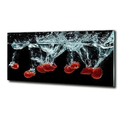 Foto en cristal de alta calidad con impresión uv horizontal Fresas bajo el agua