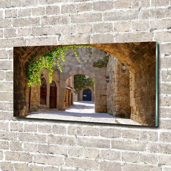 Cuadro decorativo de vidrio para salón horizontal Calles con encanto