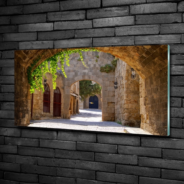 Cuadro decorativo de vidrio para salón horizontal Calles con encanto