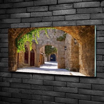Cuadro decorativo de vidrio para salón horizontal Calles con encanto