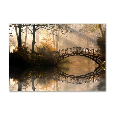 Cuadro de cristal templado moderno horizontal Puente Viejo en otoño