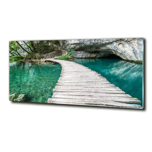 Cuadro decorativo de vidrio para salón horizontal Lagos de Plitvice