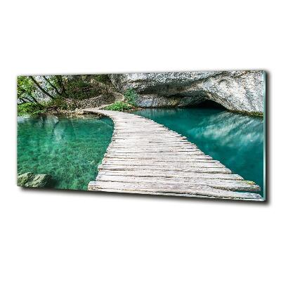 Cuadro decorativo de vidrio para salón horizontal Lagos de Plitvice
