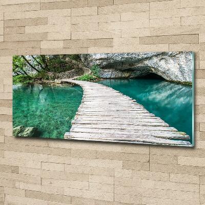 Cuadro decorativo de vidrio para salón horizontal Lagos de Plitvice