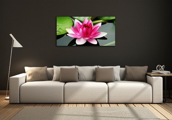 Cuadro de cristal templado moderno horizontal Nenúfar