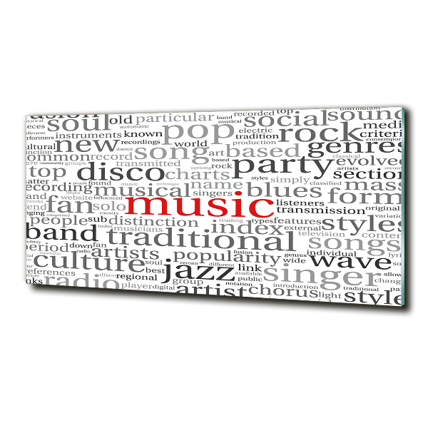 Cuadro decorativo de vidrio para salón horizontal Géneros musicales