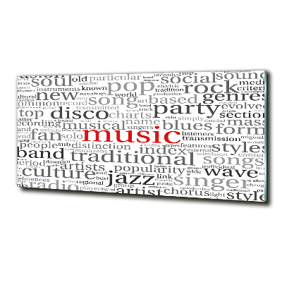 Cuadro decorativo de vidrio para salón horizontal Géneros musicales