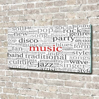Cuadro decorativo de vidrio para salón horizontal Géneros musicales
