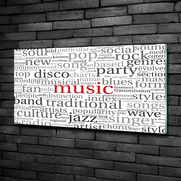 Cuadro decorativo de vidrio para salón horizontal Géneros musicales