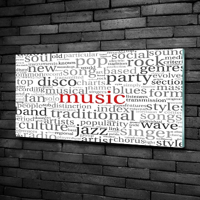 Cuadro decorativo de vidrio para salón horizontal Géneros musicales