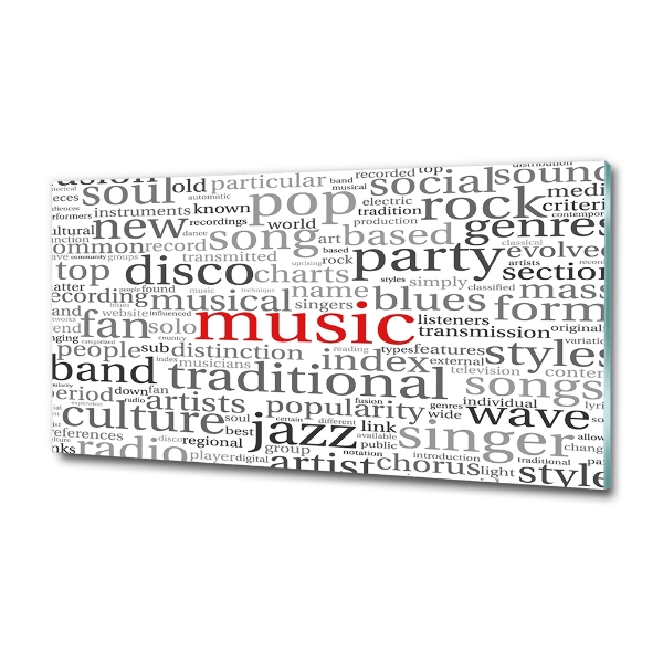 Cuadro decorativo de vidrio para salón horizontal Géneros musicales