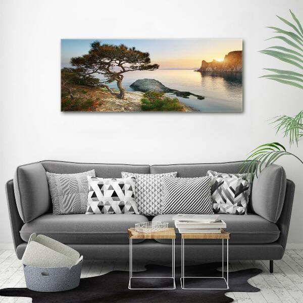 Impresión en cristal con acabado brillante horizontal Un árbol junto al mar