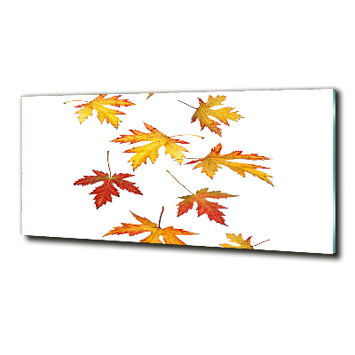 Cuadro decorativo de vidrio para salón horizontal Hojas de otoño