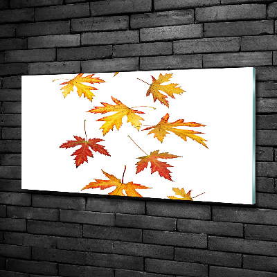 Cuadro decorativo de vidrio para salón horizontal Hojas de otoño