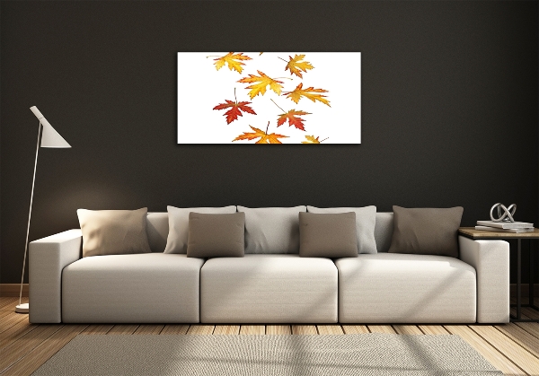 Cuadro decorativo de vidrio para salón horizontal Hojas de otoño