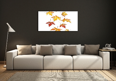 Cuadro decorativo de vidrio para salón horizontal Hojas de otoño