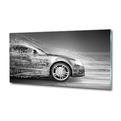 Cuadro decorativo de vidrio para salón horizontal Un coche a toda velocidad