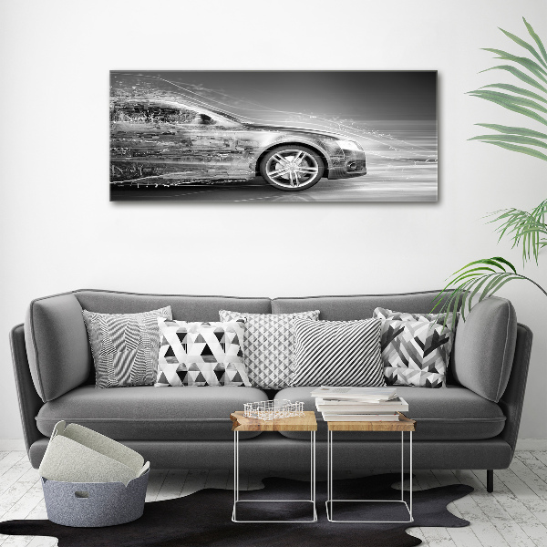Cuadro decorativo de vidrio para salón horizontal Un coche a toda velocidad
