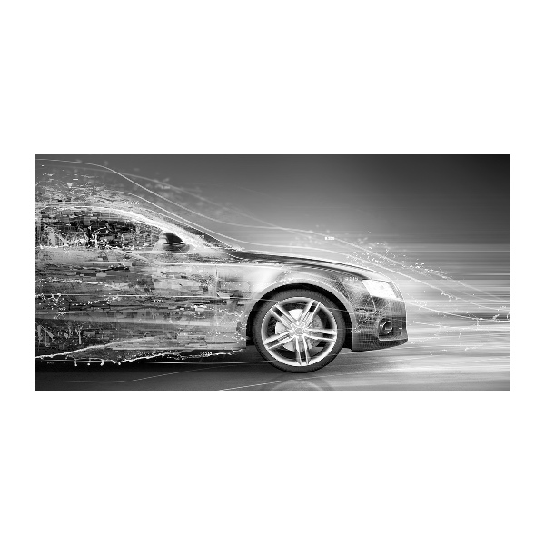 Cuadro decorativo de vidrio para salón horizontal Un coche a toda velocidad