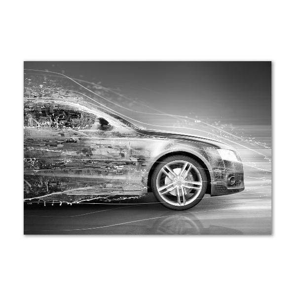 Cuadro decorativo de vidrio para salón horizontal Un coche a toda velocidad