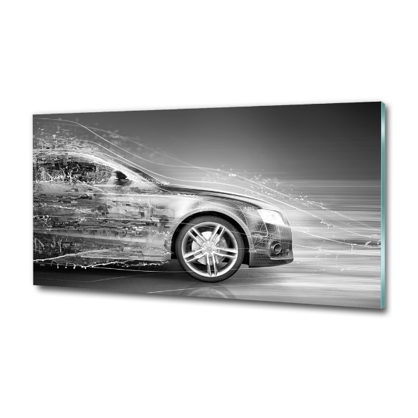 Cuadro decorativo de vidrio para salón horizontal Un coche a toda velocidad
